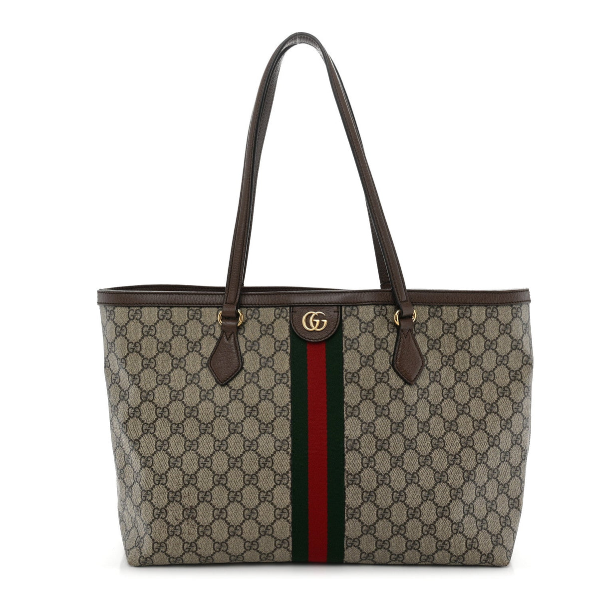 GG Supreme Monogram Medium Ophidia Shopping Tote Brown wholesalehk.shop