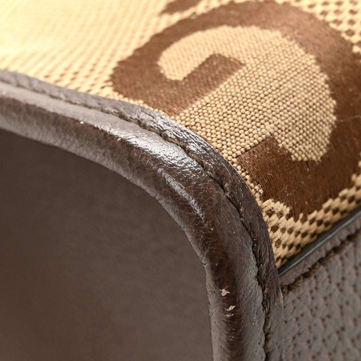 Monogram Jumbo GG Textured Dollar Calfskin Web Tote Bag Camel Ebony New Acero wholesalehk.shop