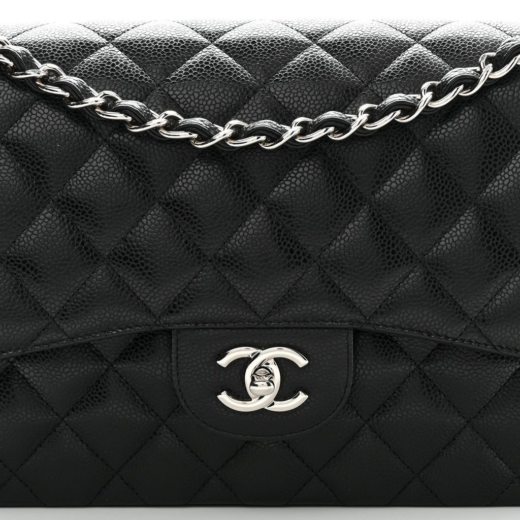 Caviar Quilted Jumbo Double Flap Black wholesalehk.shop