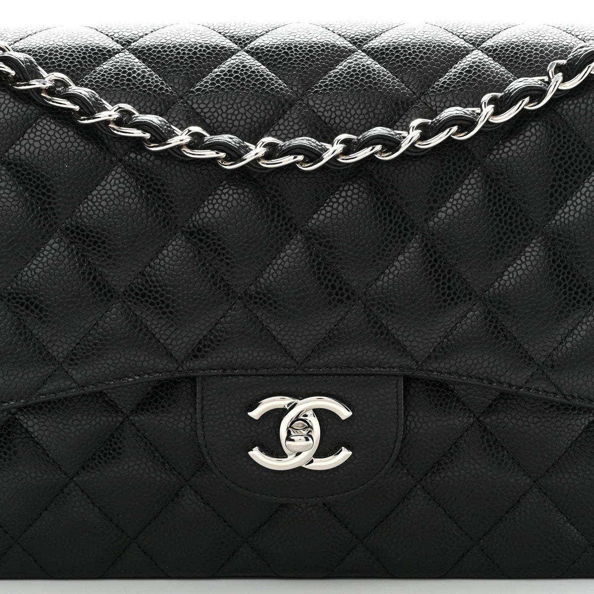 Caviar Quilted Jumbo Double Flap Black wholesalehk.shop