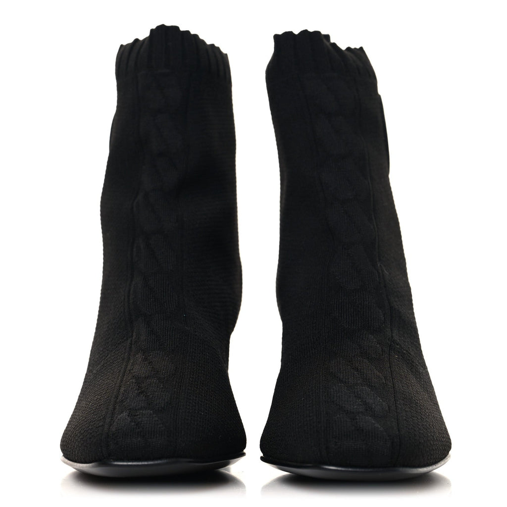 Knit Calfskin Jenna 60 Ankle Boots 36 Black wholesalehk.shop