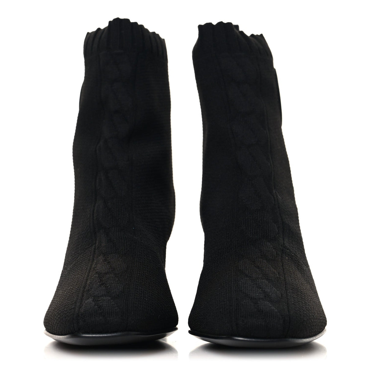 Knit Calfskin Jenna 60 Ankle Boots 36 Black wholesalehk.shop