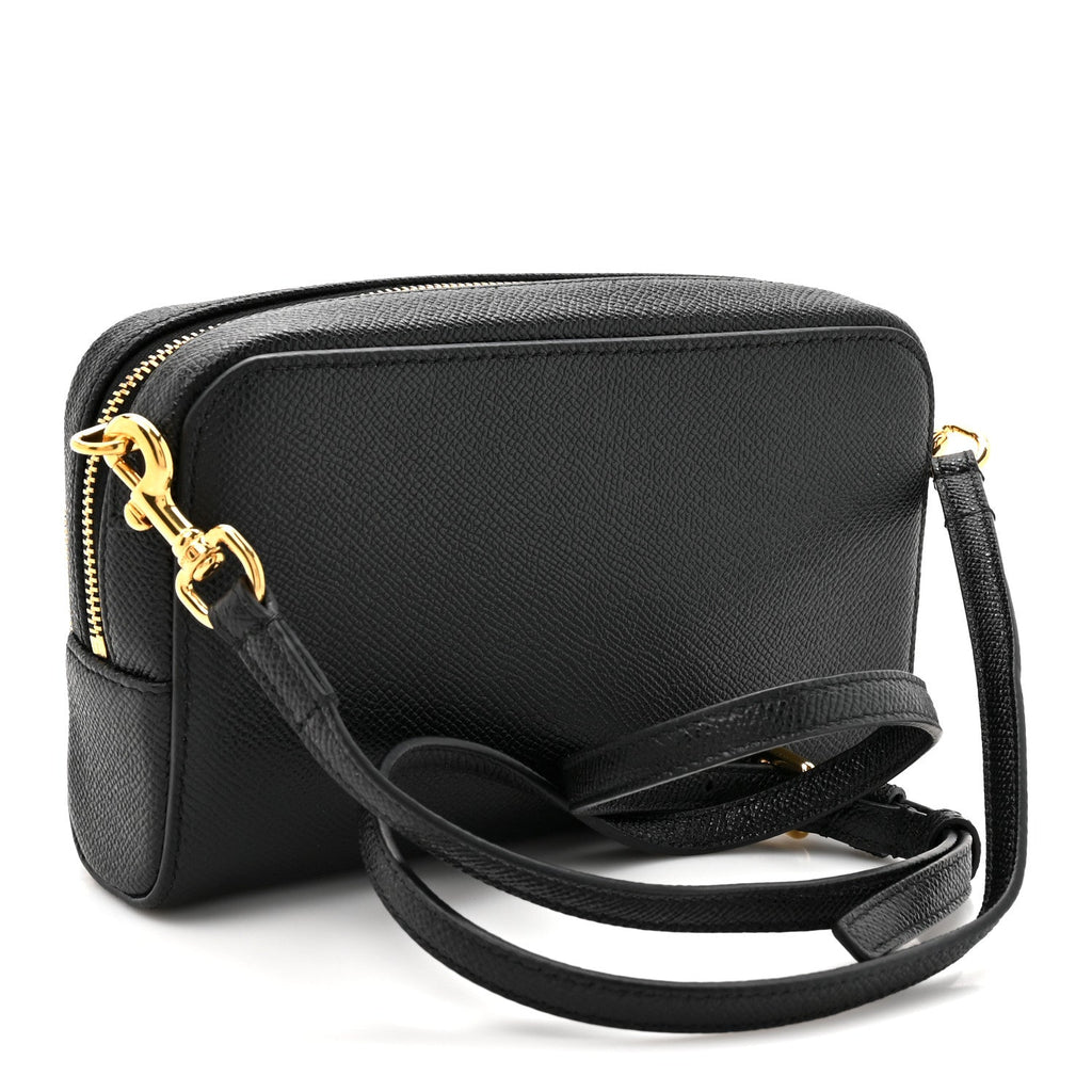 Grained Calfskin Caro Double Pouch Black wholesalehk.shop