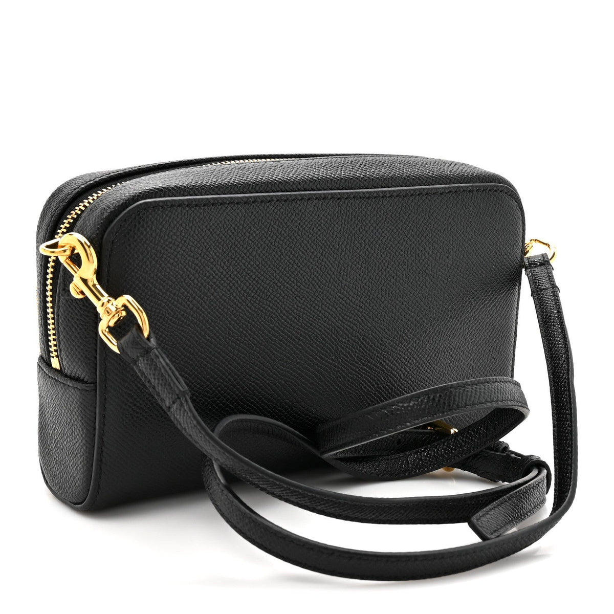 Grained Calfskin Caro Double Pouch Black wholesalehk.shop