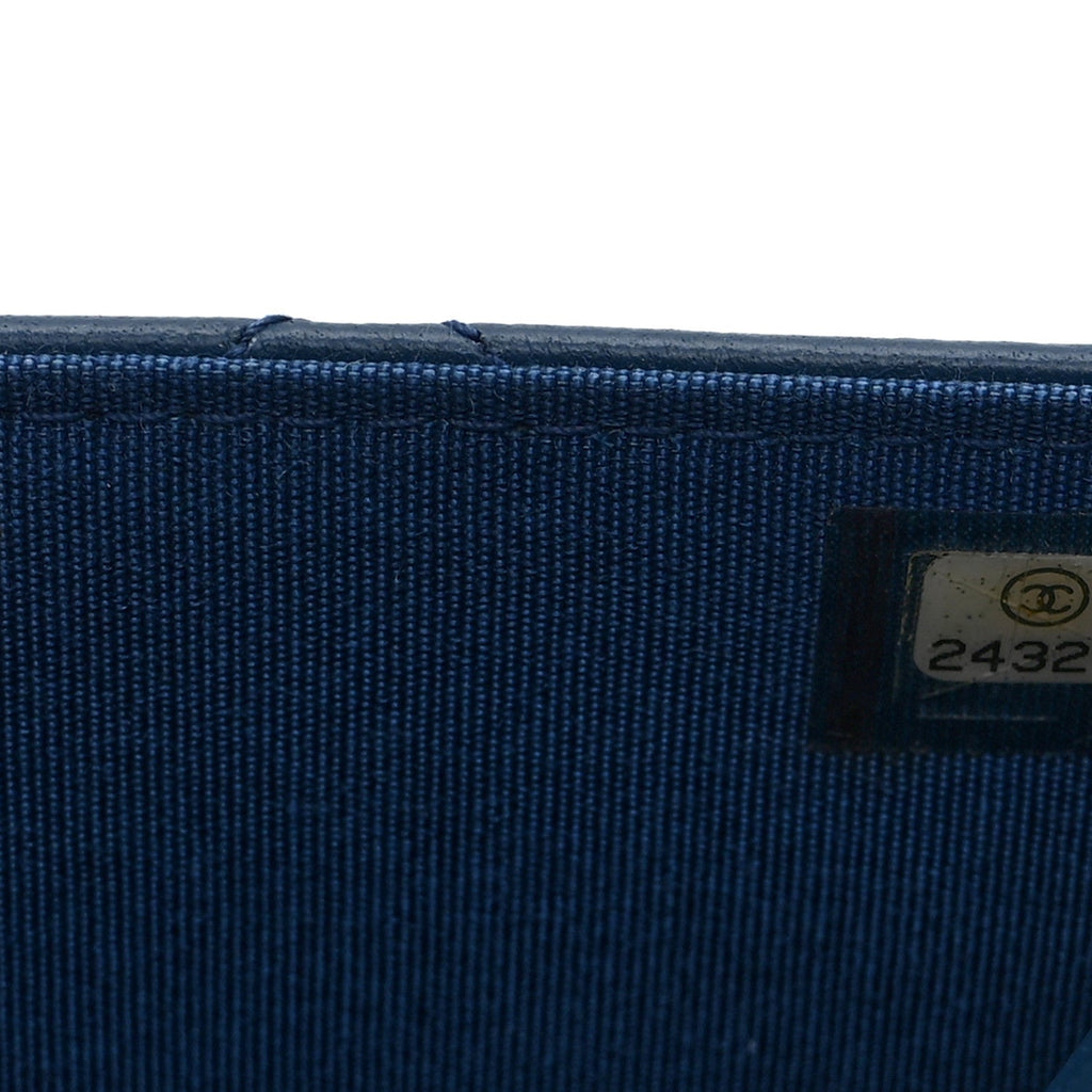 Lambskin Quilted Trendy CC Wallet On Chain WOC Blue wholesalehk.shop
