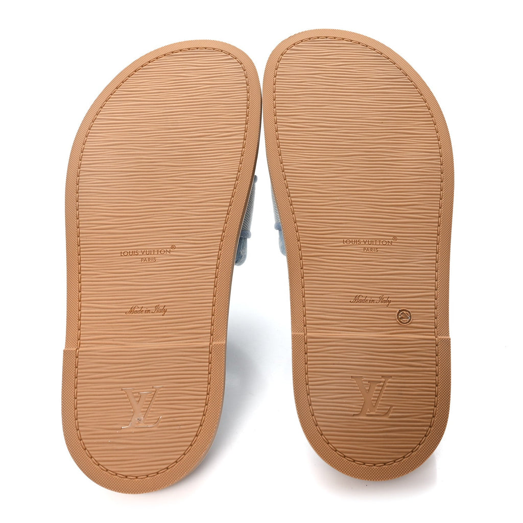 Monogram Denim LV Bliss Womens Comfort Mules 39 Turquoise £¨ Direct shipment via from wholesalehk.shop