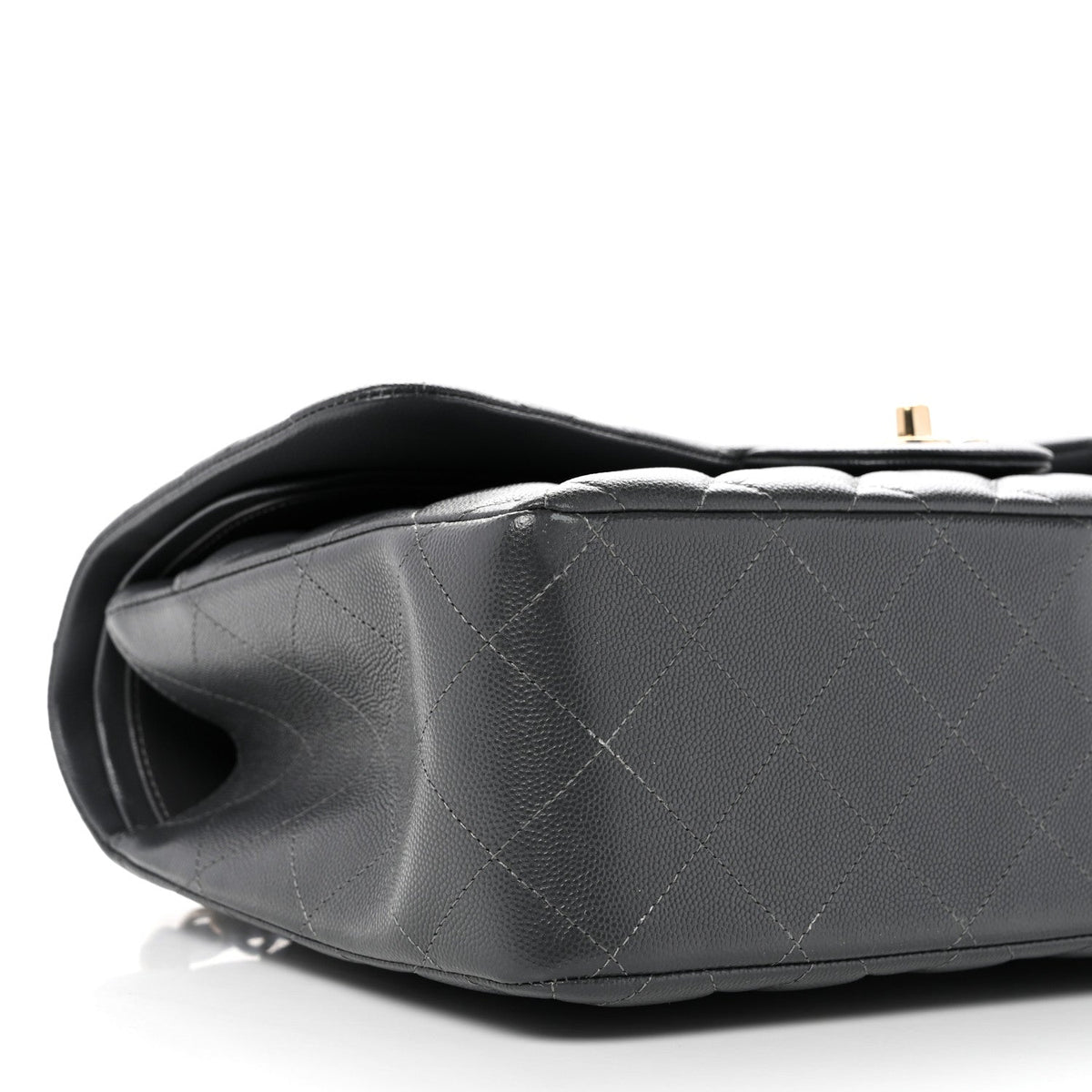 Caviar Quilted Jumbo Double Flap Dark Grey wholesalehk.shop
