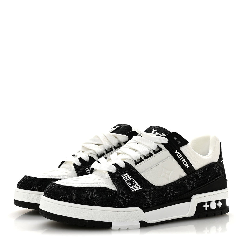 Calfskin Embossed Monogram Denim Womens LV Trainer Sneakers 41 Black 41 Black £¨ Direct shipment via from wholesalehk.shop
