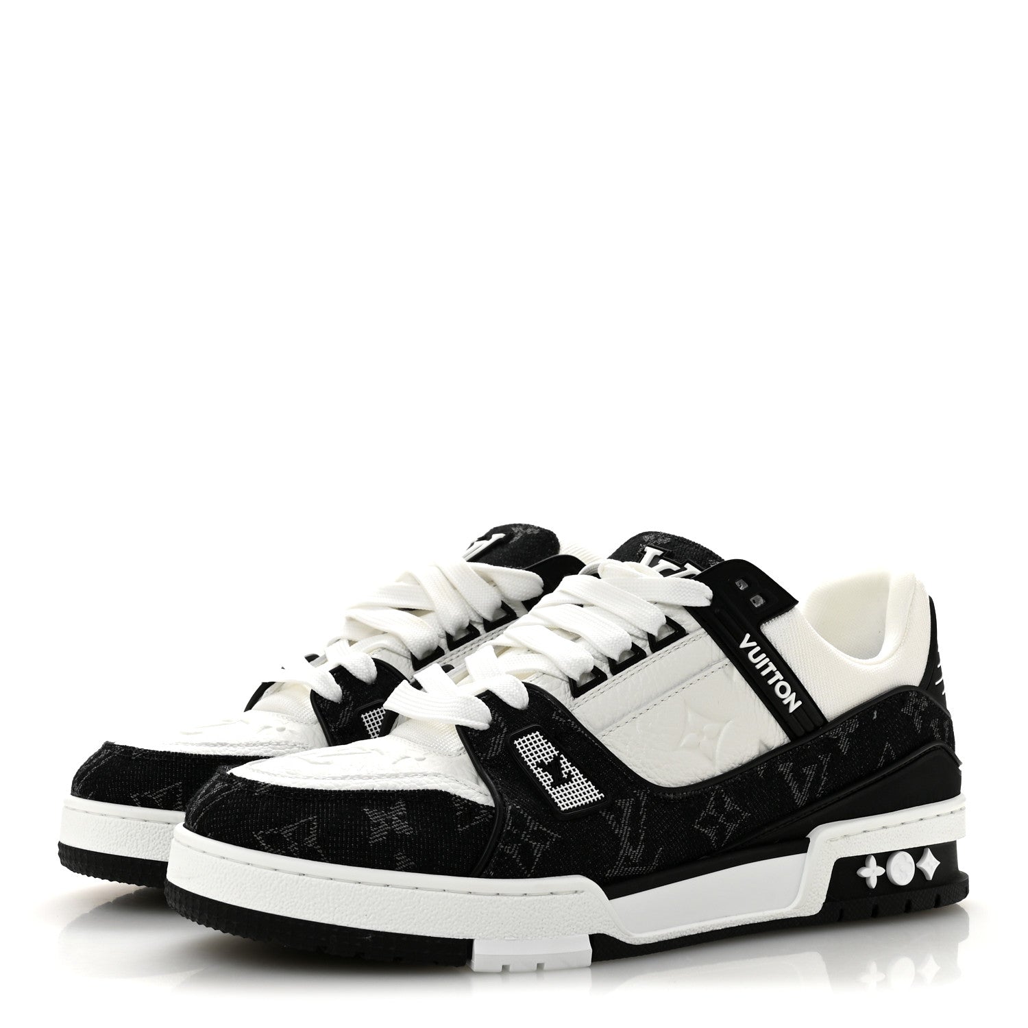 Calfskin Embossed Monogram Denim Womens LV Trainer Sneakers 41 Black 41 Black £¨ Direct shipment via from wholesalehk.shop