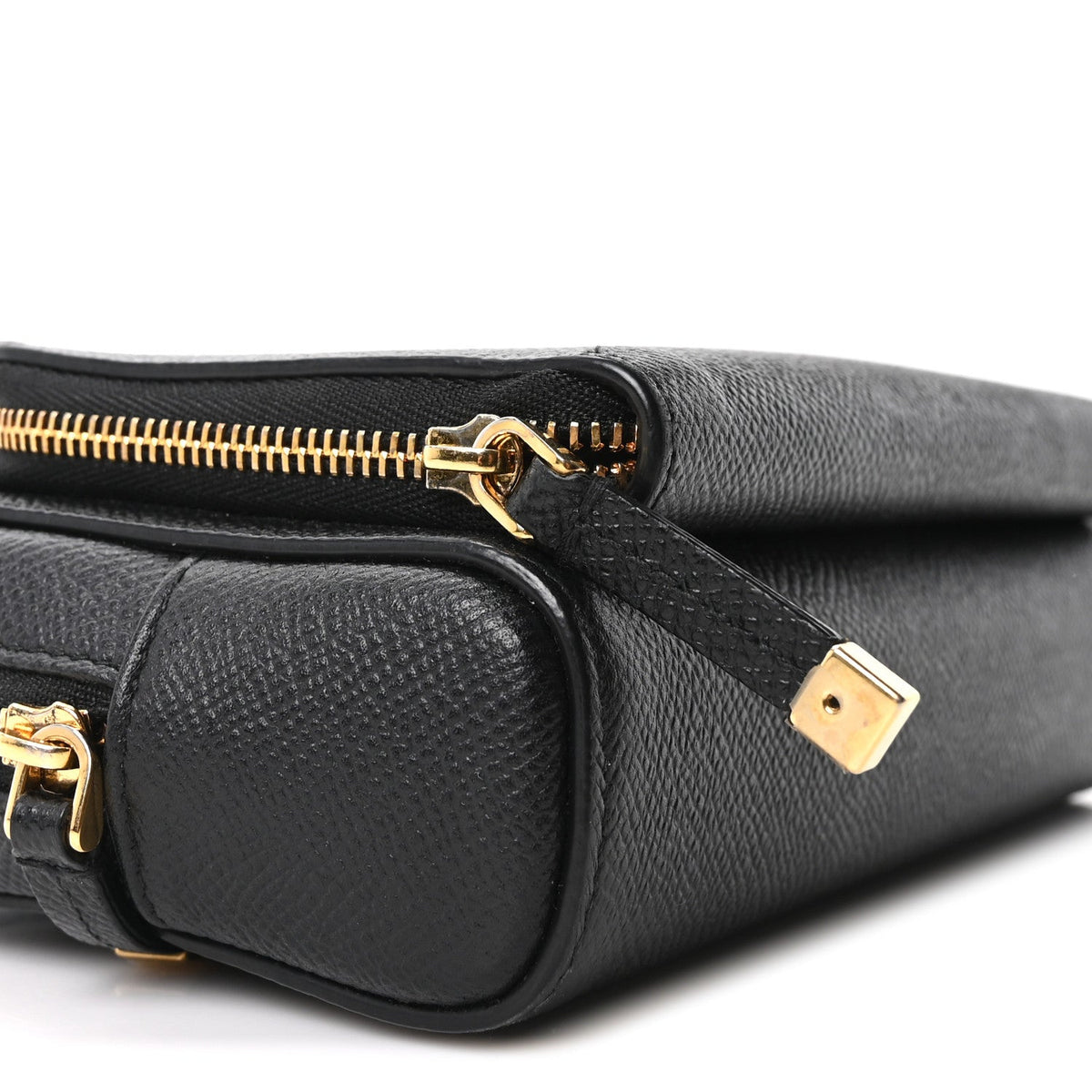 Grained Calfskin Caro Double Pouch Black wholesalehk.shop