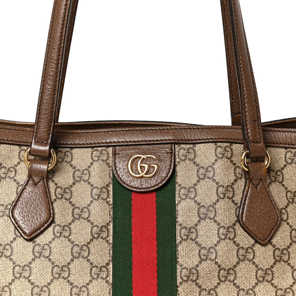 GG Supreme Monogram Medium Ophidia Shopping Tote Brown wholesalehk.shop