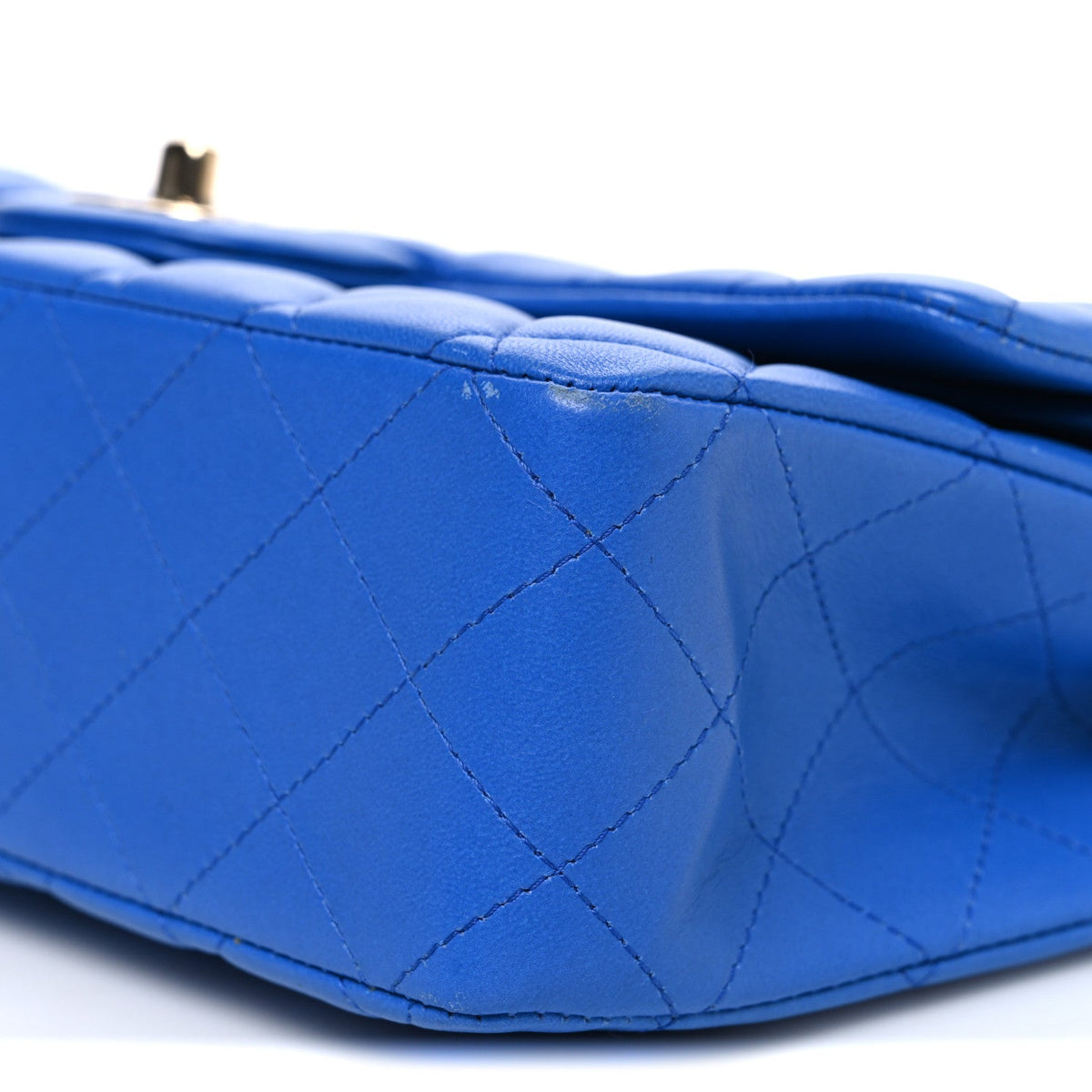 Lambskin Quilted Medium Double Flap Blue wholesalehk.shop