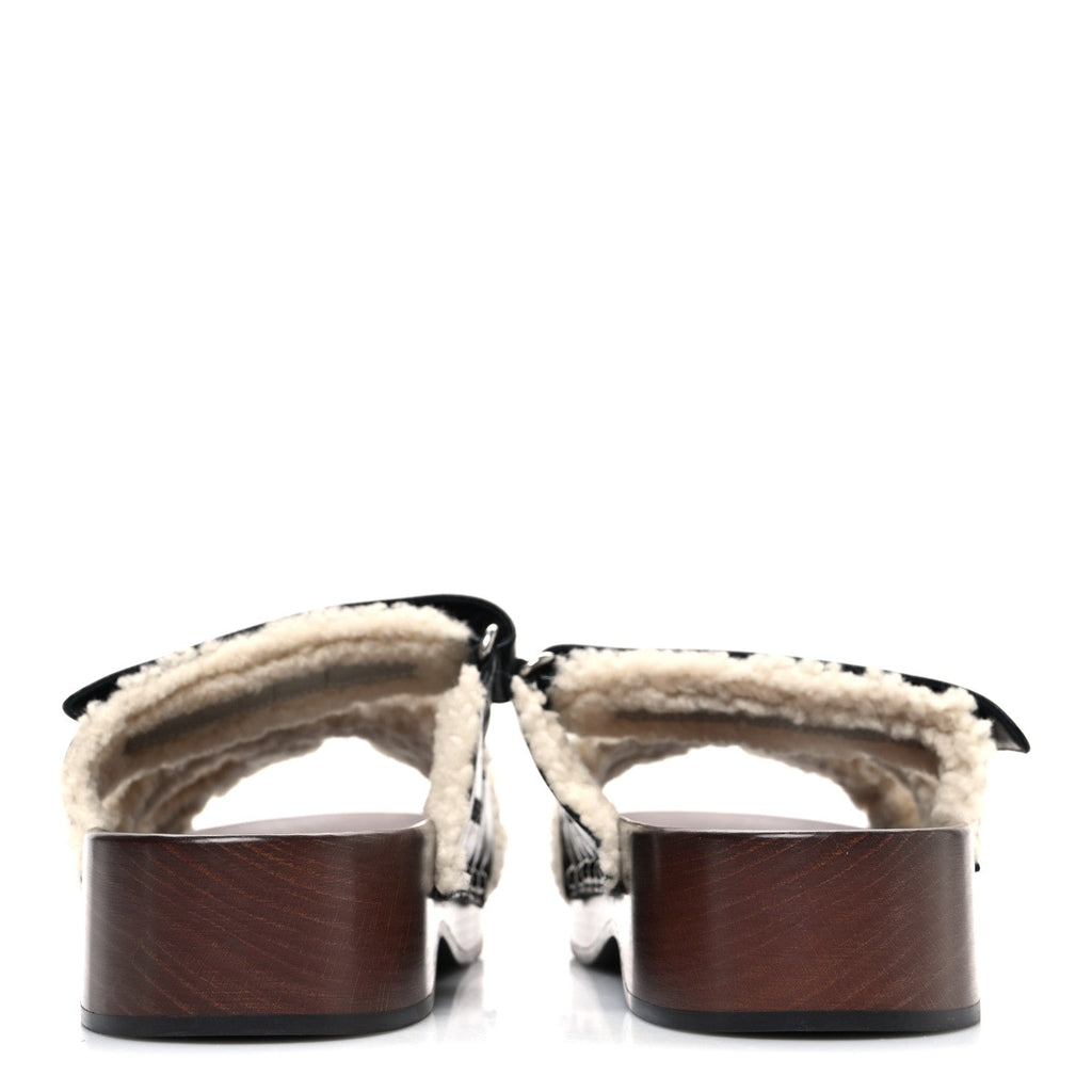 Glazed Nappa Shearling Womens Kos Clog 40 Black Ecru wholesalehk.shop