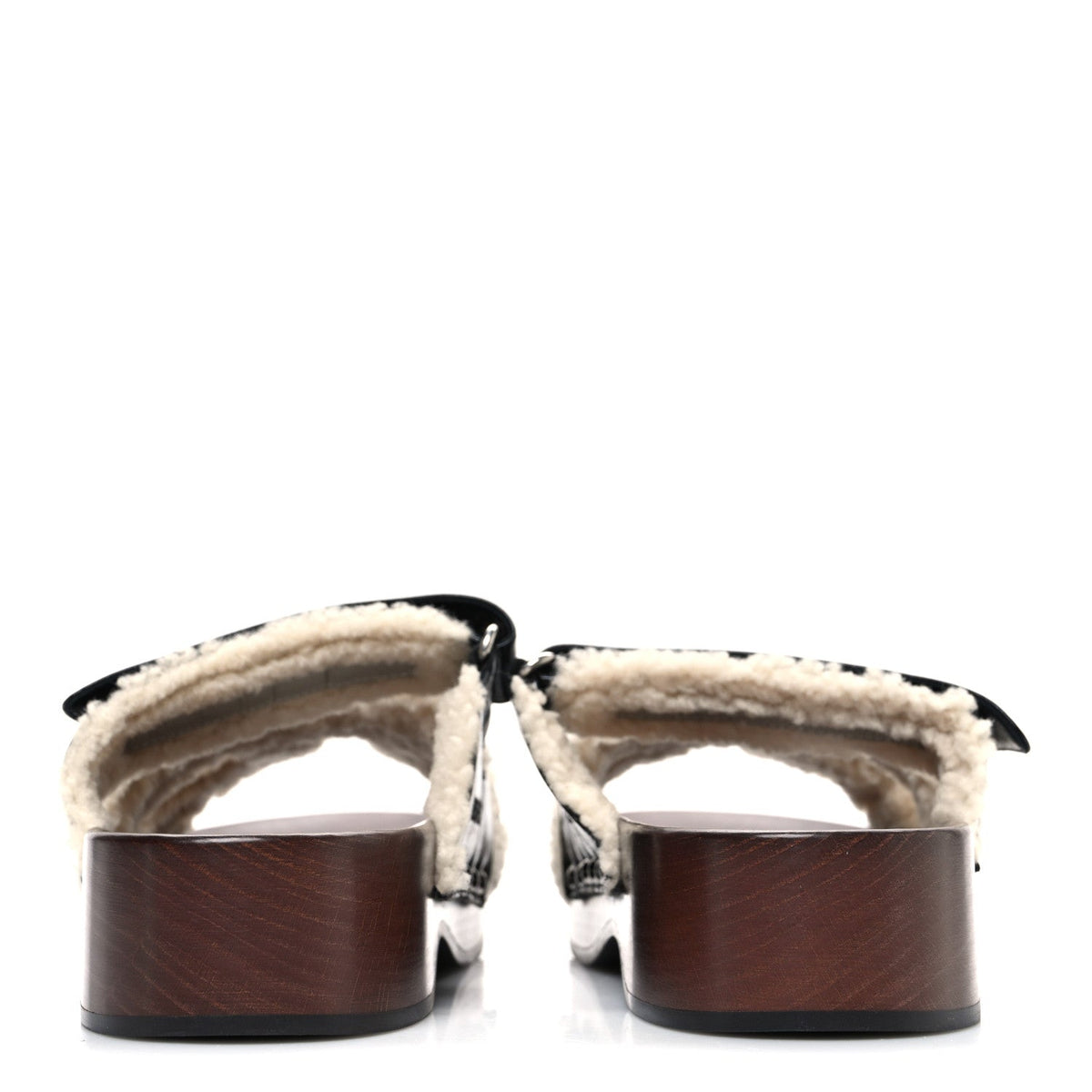 Glazed Nappa Shearling Womens Kos Clog 40 Black Ecru wholesalehk.shop