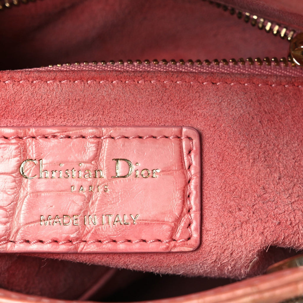 Alligator Crystal Mini Lady Dior Pink wholesalehk.shop