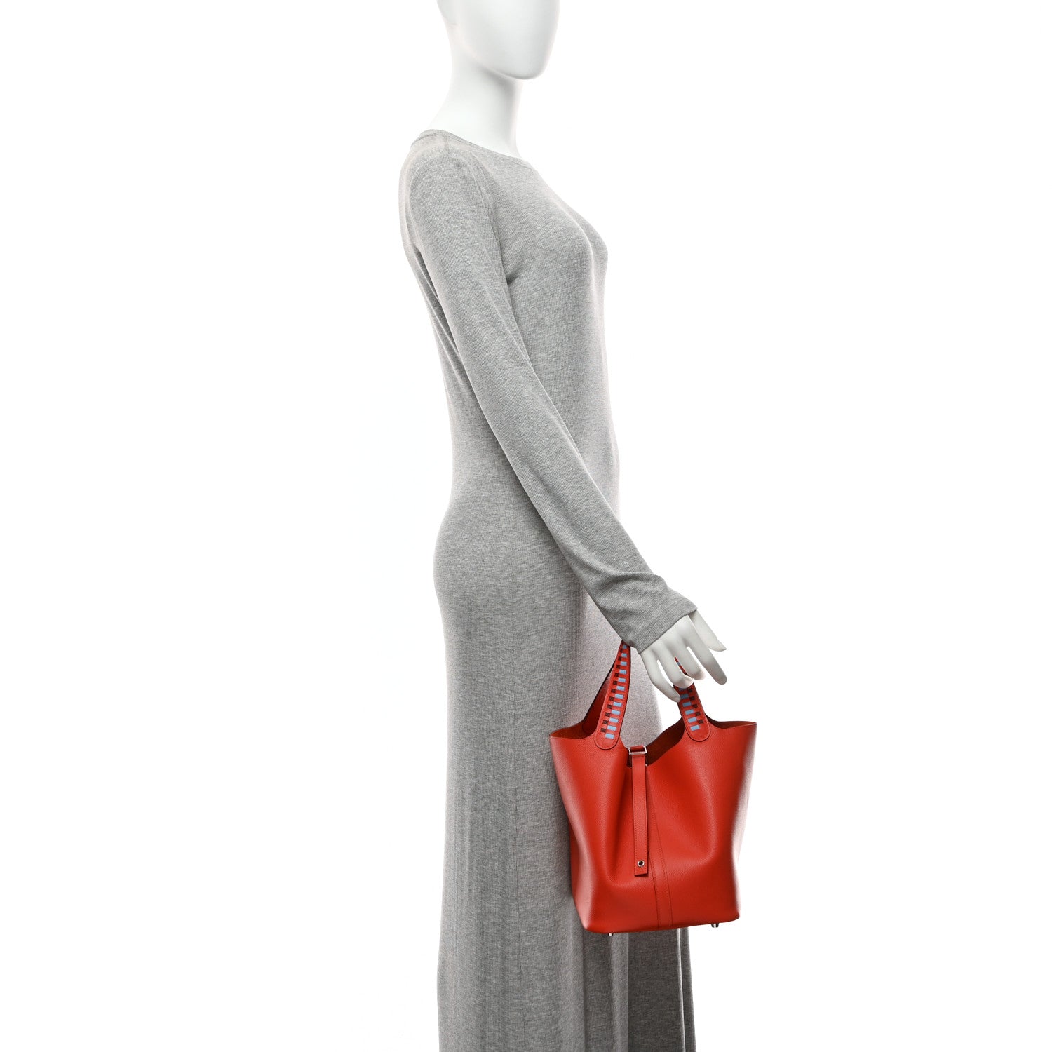 Epsom Tressage De Cuir Picotin Lock 22 MM Rouge Coeur Bleu du Nord Rouge H £¨ Direct shipment via from wholesalehk.shop