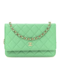 Caviar Quilted Wallet On Chain WOC Green wholesalehk.shop