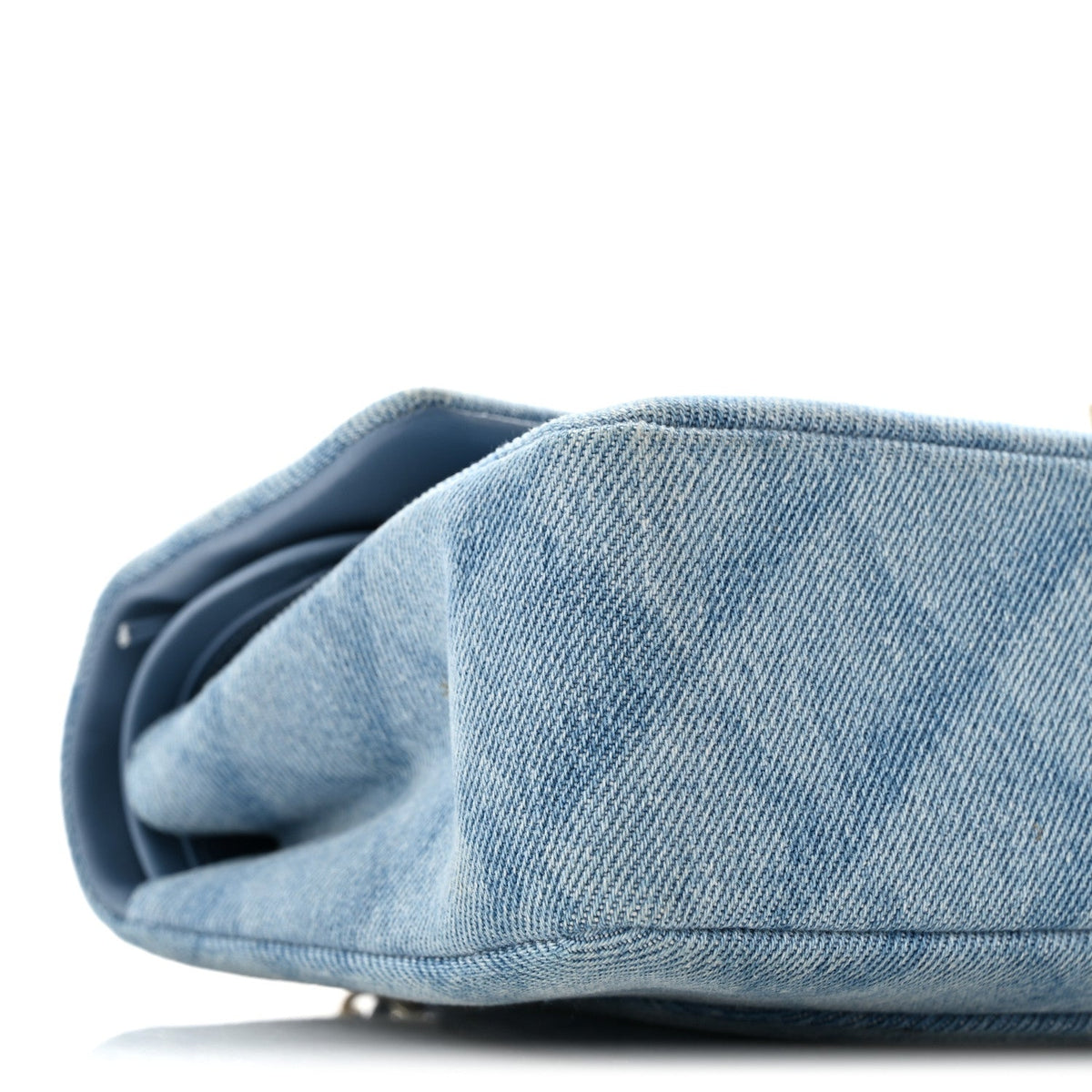 Printed Denim Quilted Medium Double Flap Light Blue wholesalehk.shop