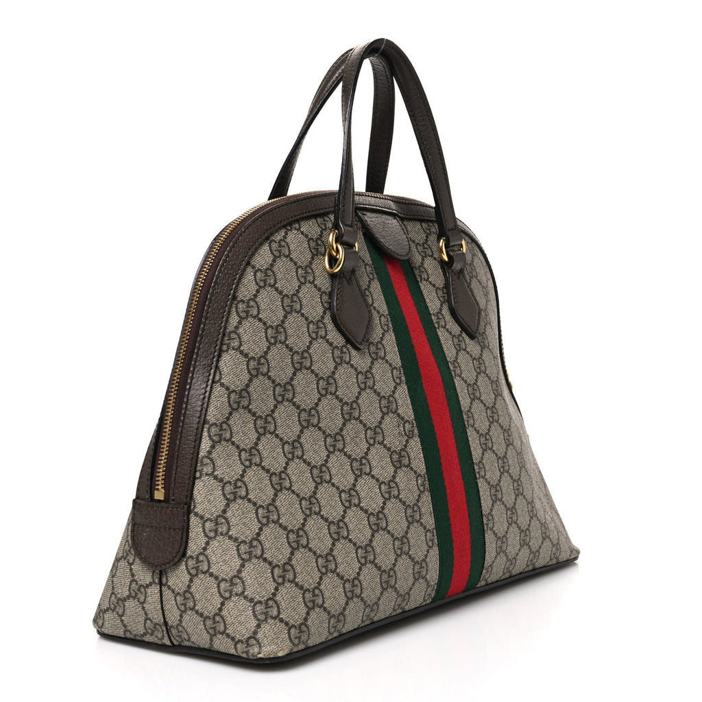 GG Supreme Monogram Web Medium Ophidia Top Handle Dome Bag Brown wholesalehk.shop