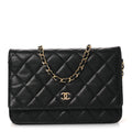 Caviar Quilted Wallet on Chain WOC Black wholesalehk.shop