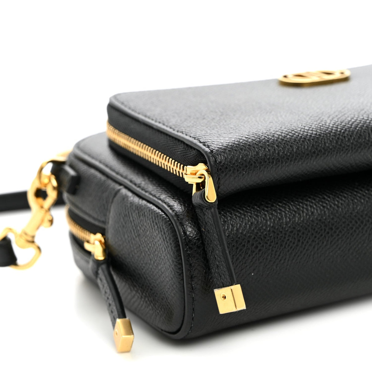 Grained Calfskin Caro Double Pouch Black wholesalehk.shop