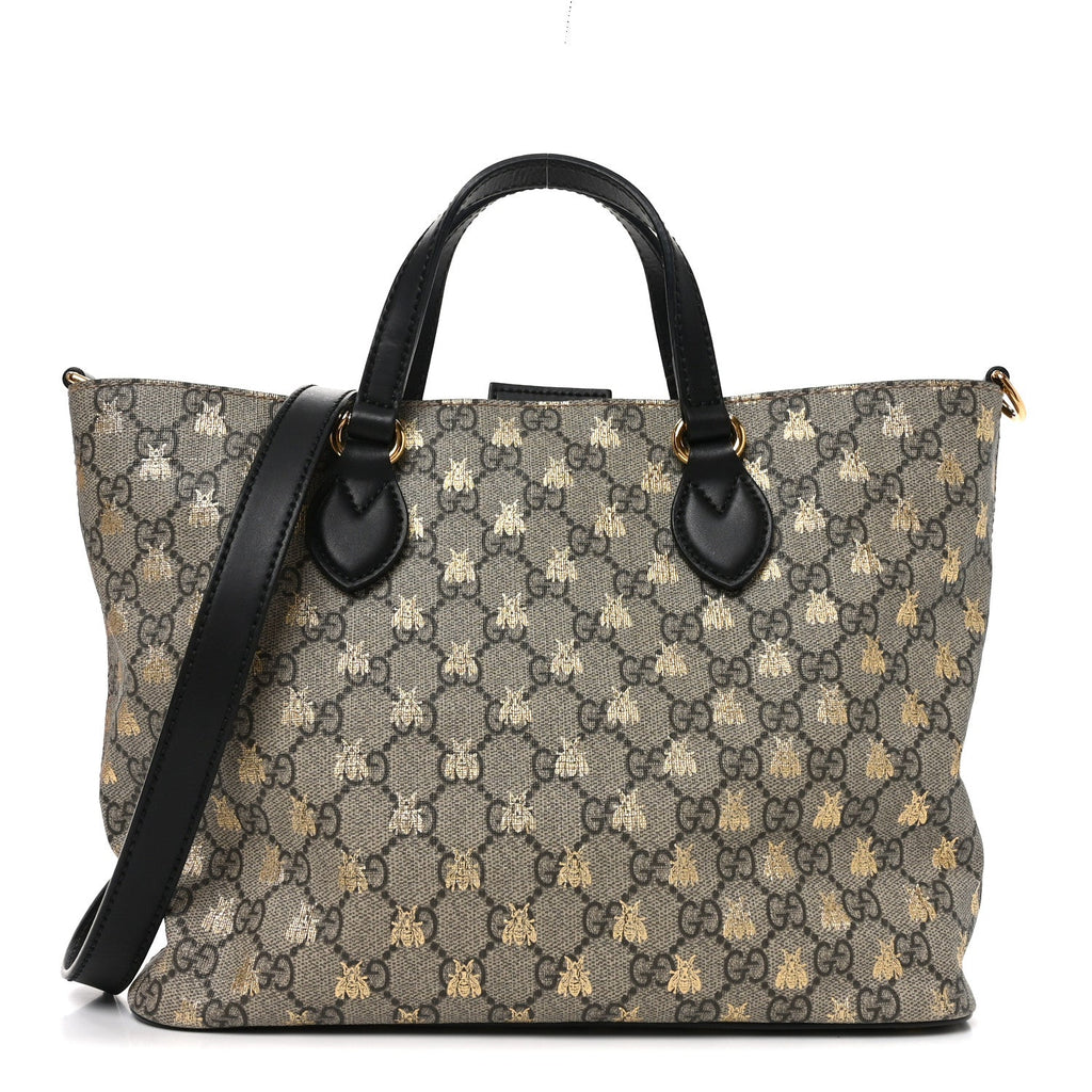 Soft GG Supreme Monogram Bees Small Crossbody Tote Beige Oro Black wholesalehk.shop