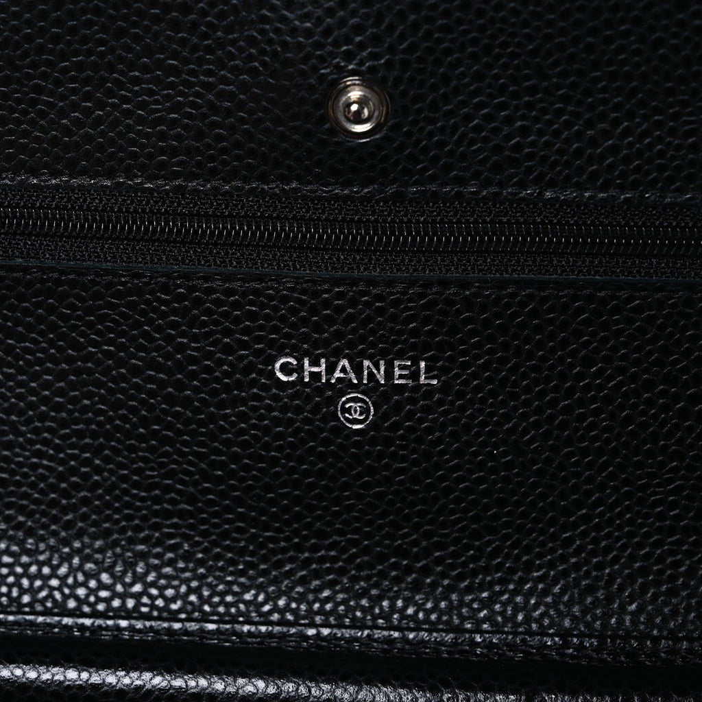 Caviar Quilted Wallet On Chain WOC Black wholesalehk.shop