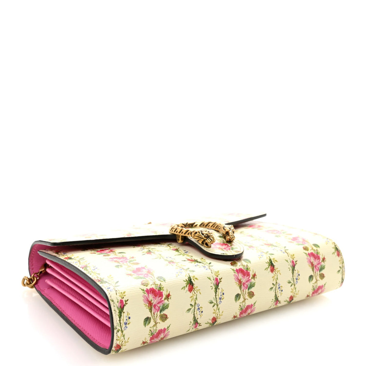 Calfskin Floral Print Mini Dionysus Chain Wallet Ivory Pink wholesalehk.shop