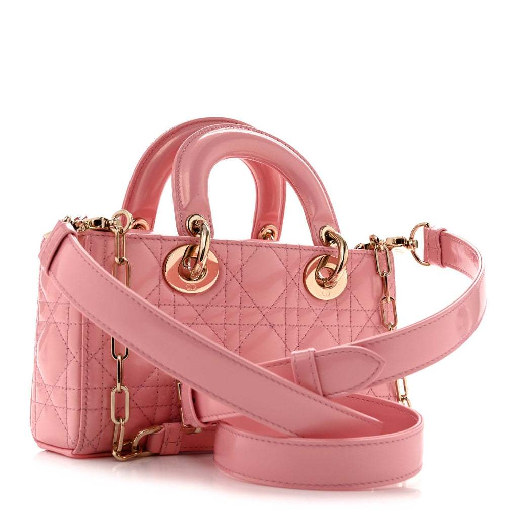 Metallic Lambskin Cannage Small Lady D-Joy Pink wholesalehk.shop