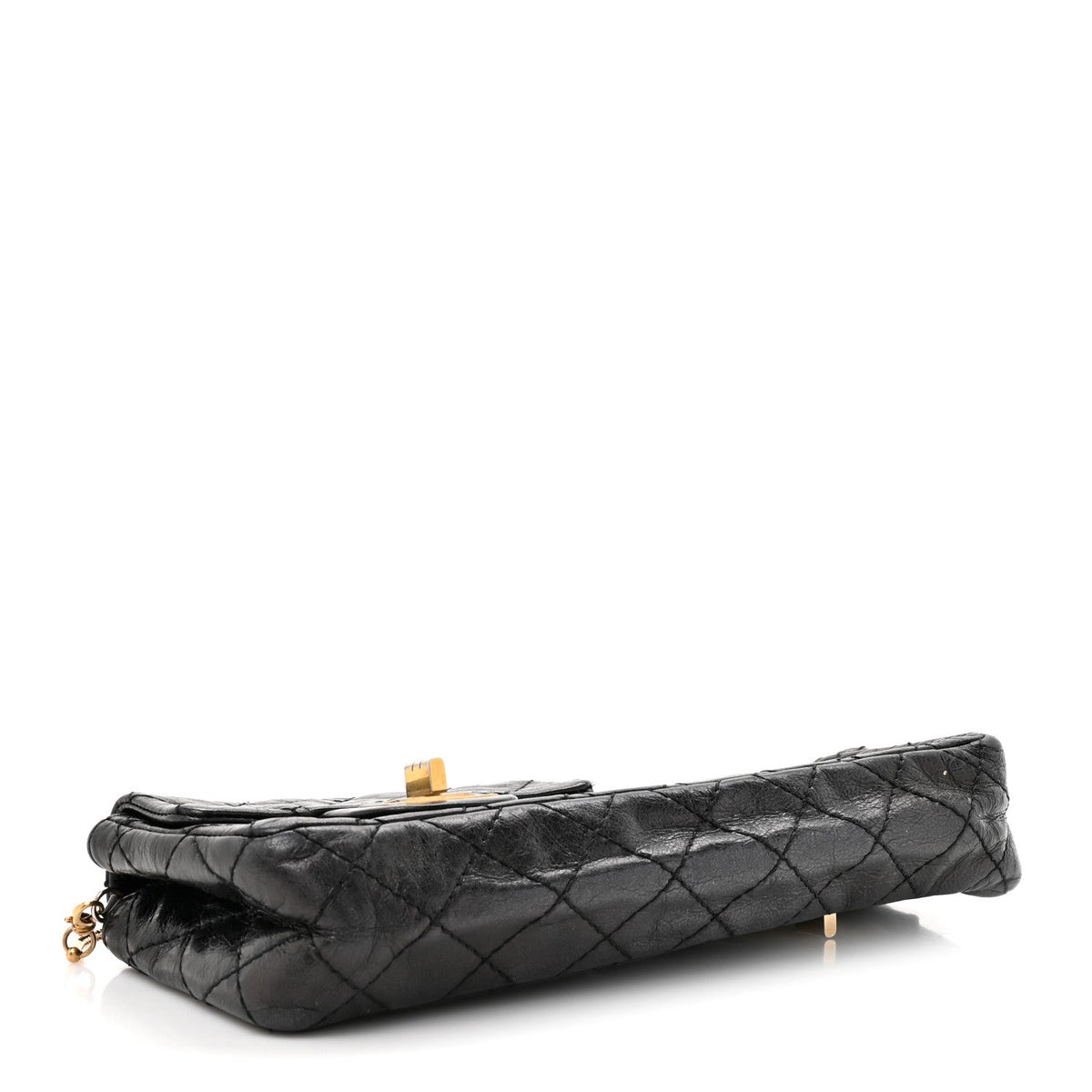Glazed Calfskin Quilted Reissue Double Flap Clutch Black wholesalehk.shop