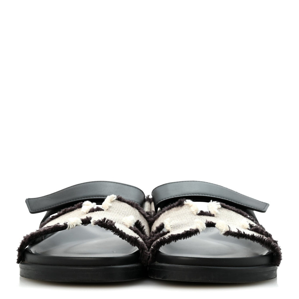 Techno Fringed H Canvas Caflskin Womens Chypre Sandals 38 Prunoir Black wholesalehk.shop