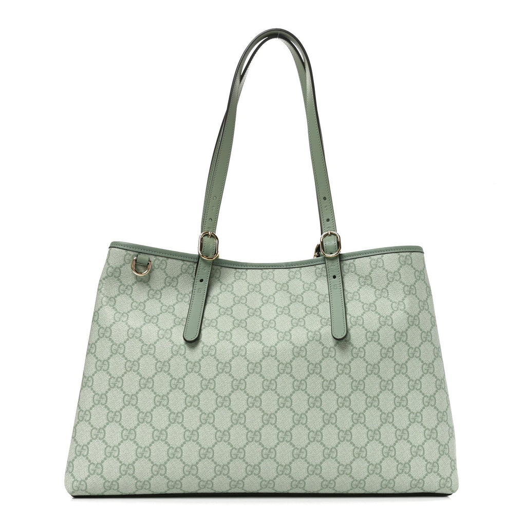 GG Supreme Monogram Emblem Large Tote Bag Sage Green wholesalehk.shop