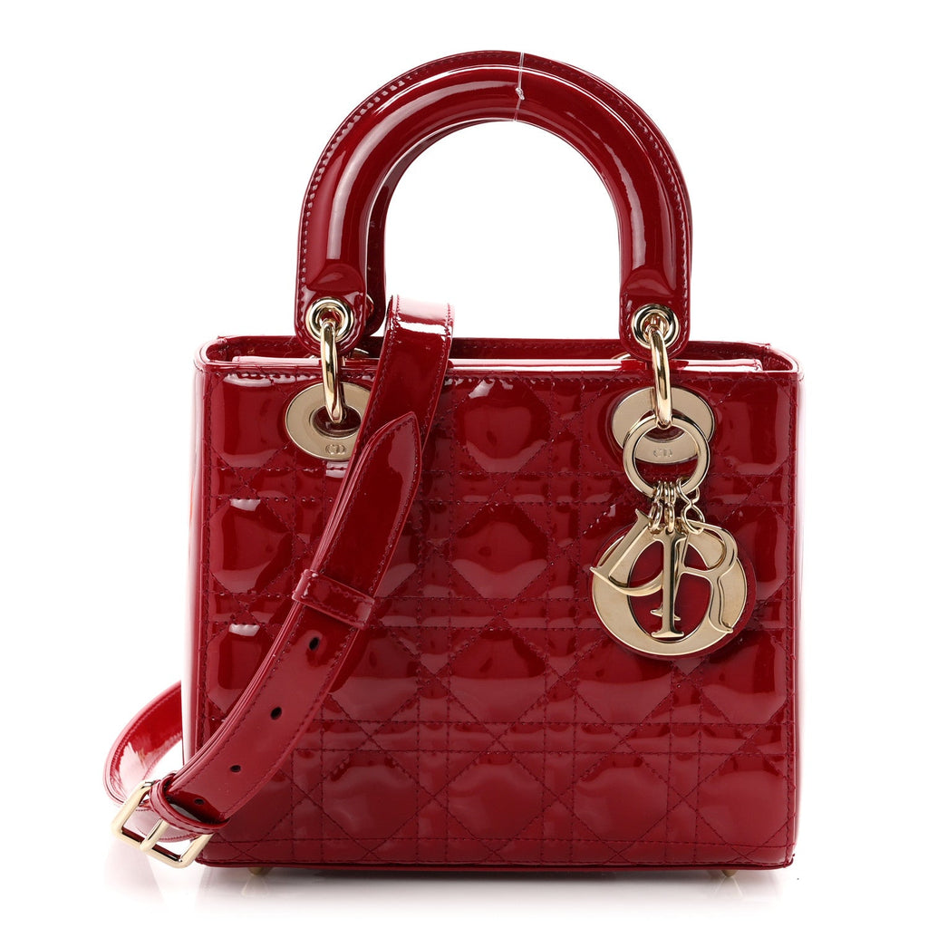 Patent Cannage Small Lady Dior Cherry Red wholesalehk.shop