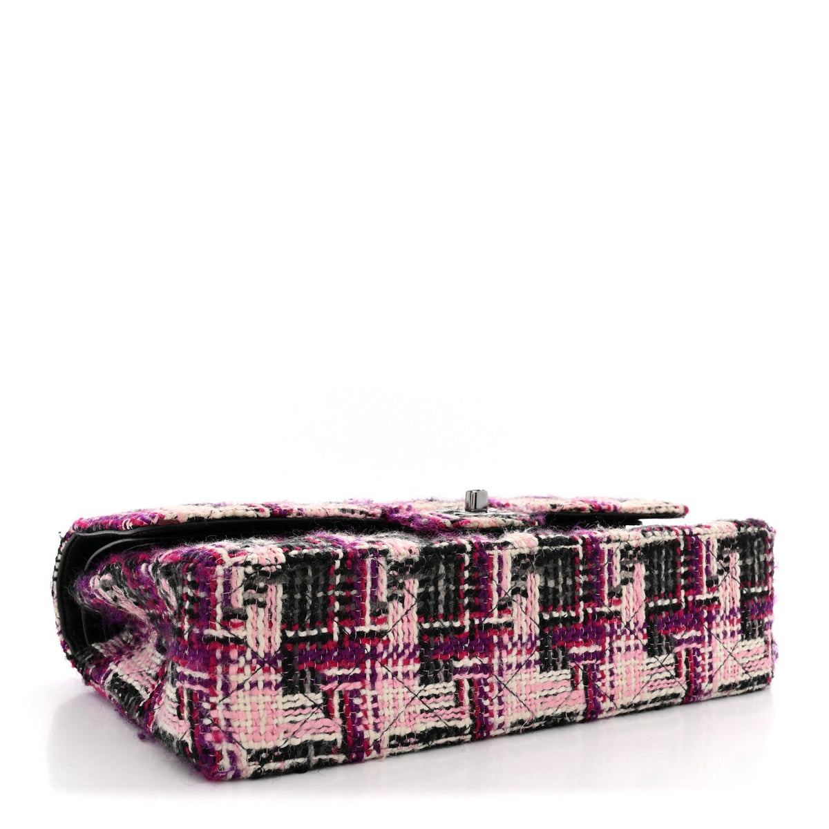 Tweed Quilted Medium Double Flap Pink Black wholesalehk.shop