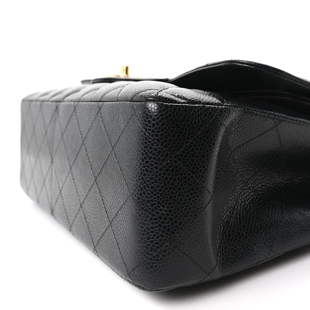 Caviar Quilted Jumbo Double Flap Black wholesalehk.shop