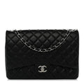 Lambskin Quilted Maxi Double Flap Black wholesalehk.shop