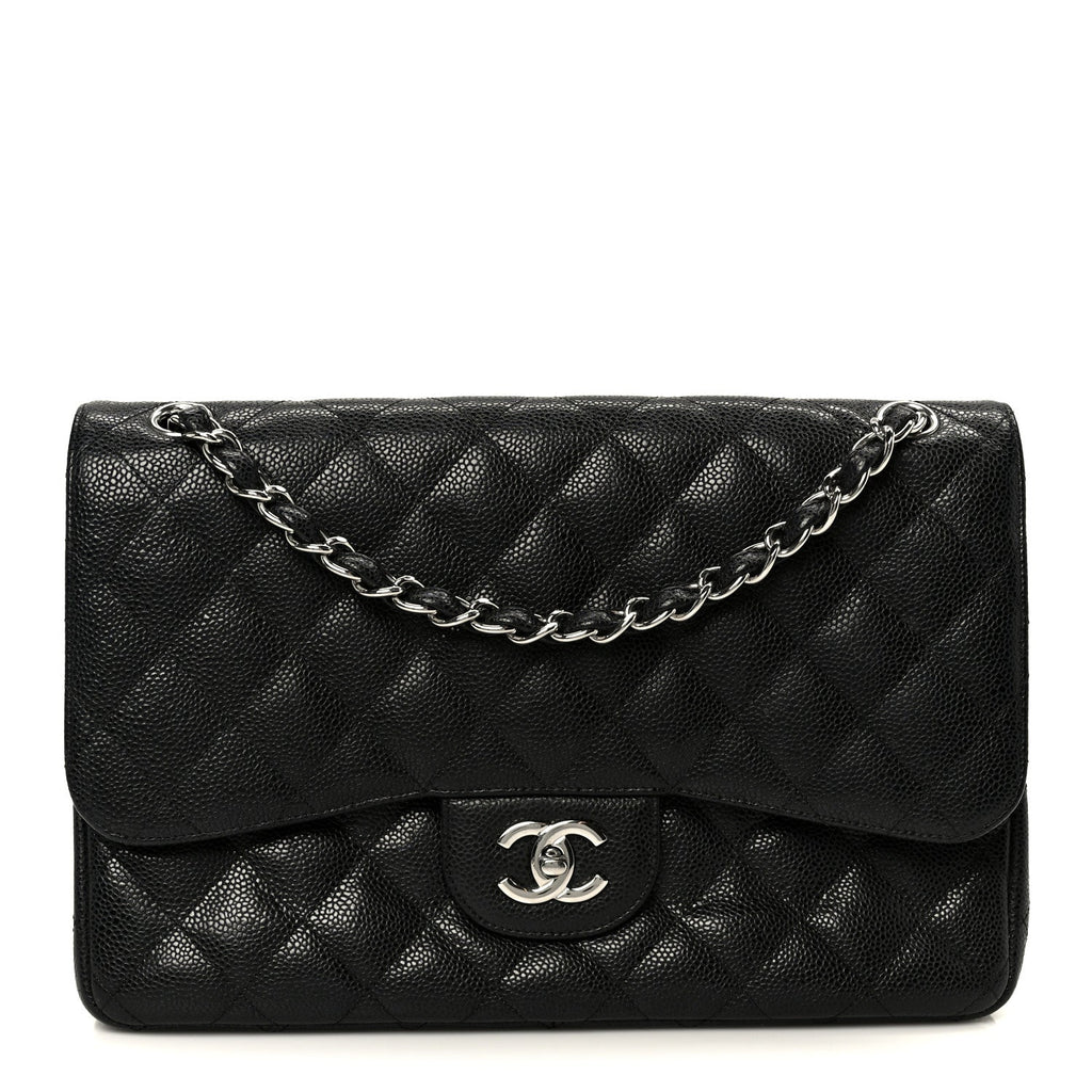 Caviar Quilted Jumbo Double Flap Black wholesalehk.shop