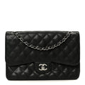 Caviar Quilted Jumbo Double Flap Black wholesalehk.shop