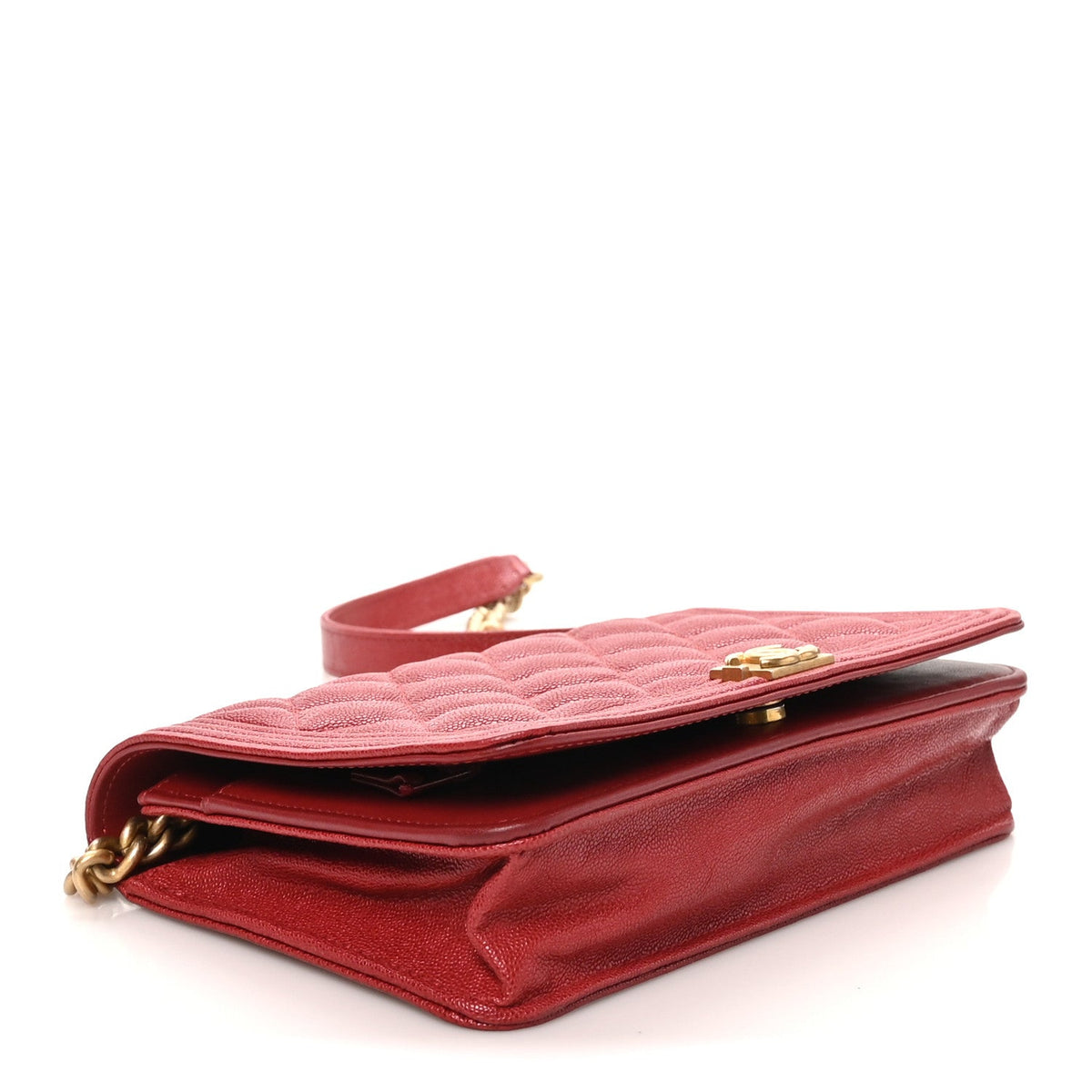 Caviar Quilted Boy Wallet On Chain WOC Red wholesalehk.shop