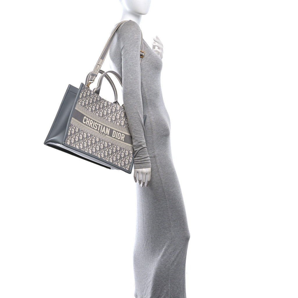 Oblique Chambray Calfskin Medium Book Tote With Strap Grey Latte £¨ Direct shipment via from wholesalehk.shop