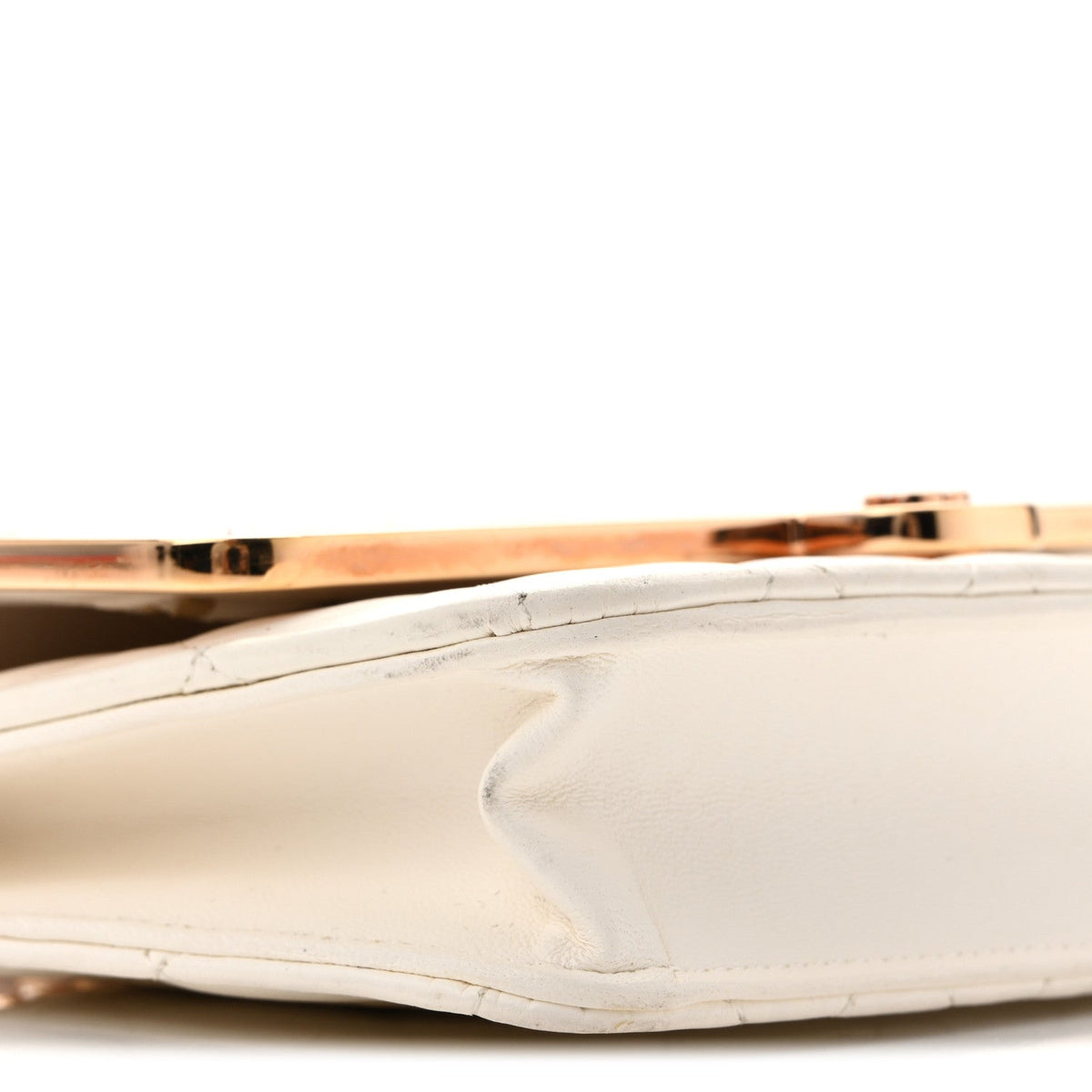 Lambskin Quilted Frame Wallet On Chain WOC White wholesalehk.shop