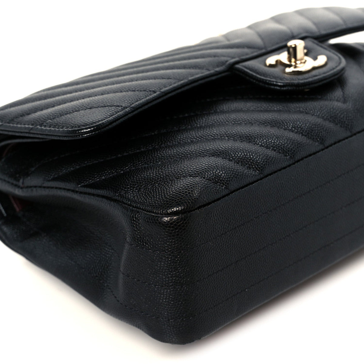 Caviar Chevron Quilted Medium Double Flap Black wholesalehk.shop