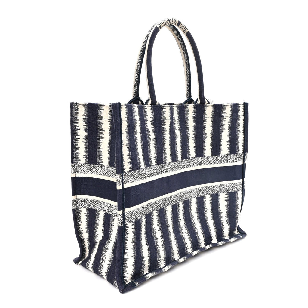Canvas Embroidered Large Striped Book Tote Navy £¨ Direct shipment via from wholesalehk.shop