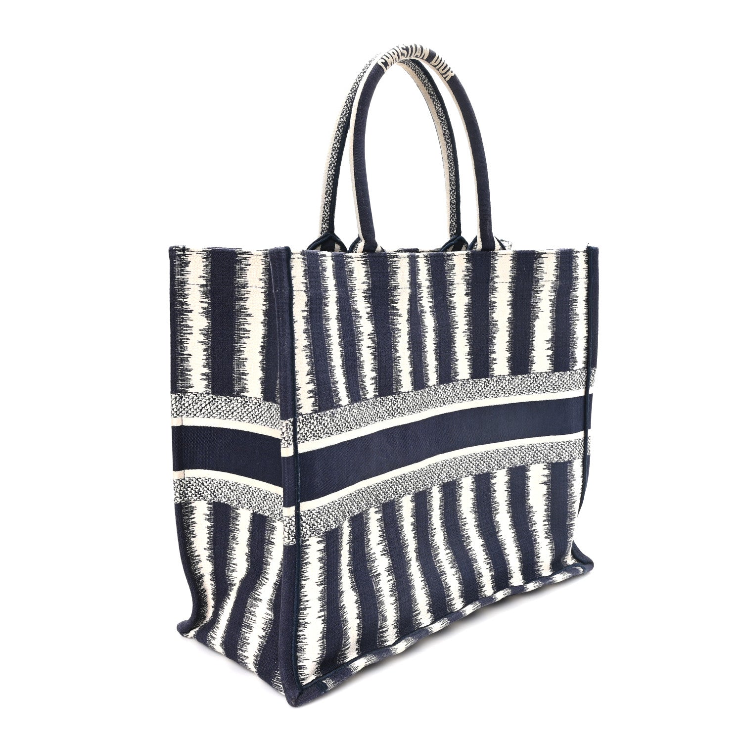 Canvas Embroidered Large Striped Book Tote Navy £¨ Direct shipment via from wholesalehk.shop