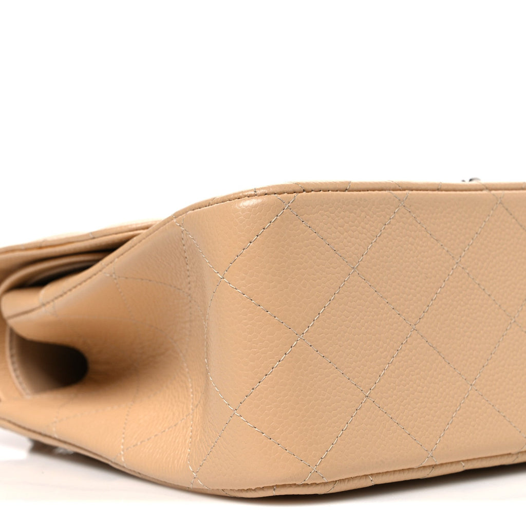 Caviar Quilted Jumbo Double Flap Beige wholesalehk.shop