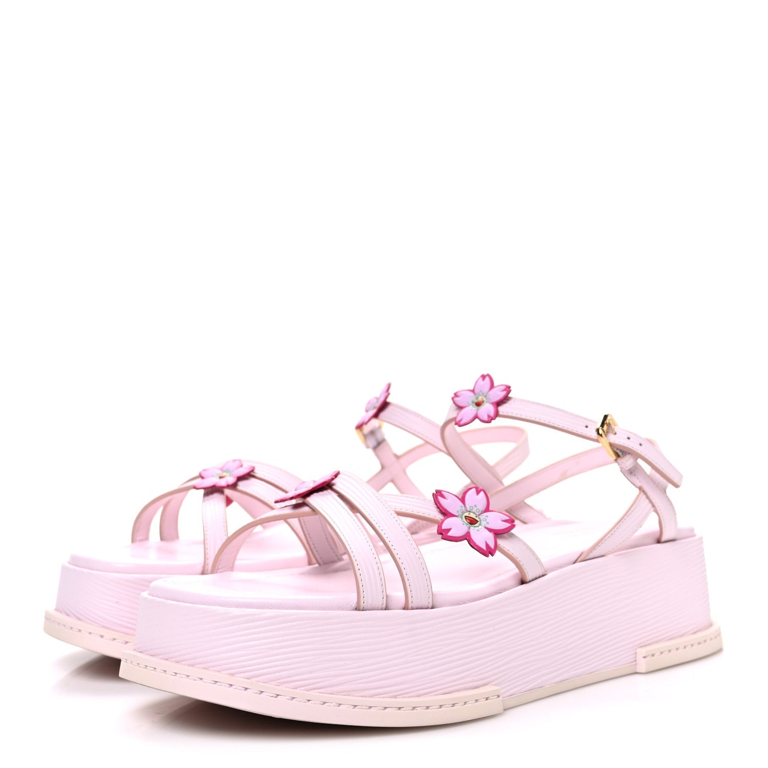 LV X TM Cherry Blossom Calfskin Maya Flatform Sandals 40 Light Pink £¨ Direct shipment via from wholesalehk.shop