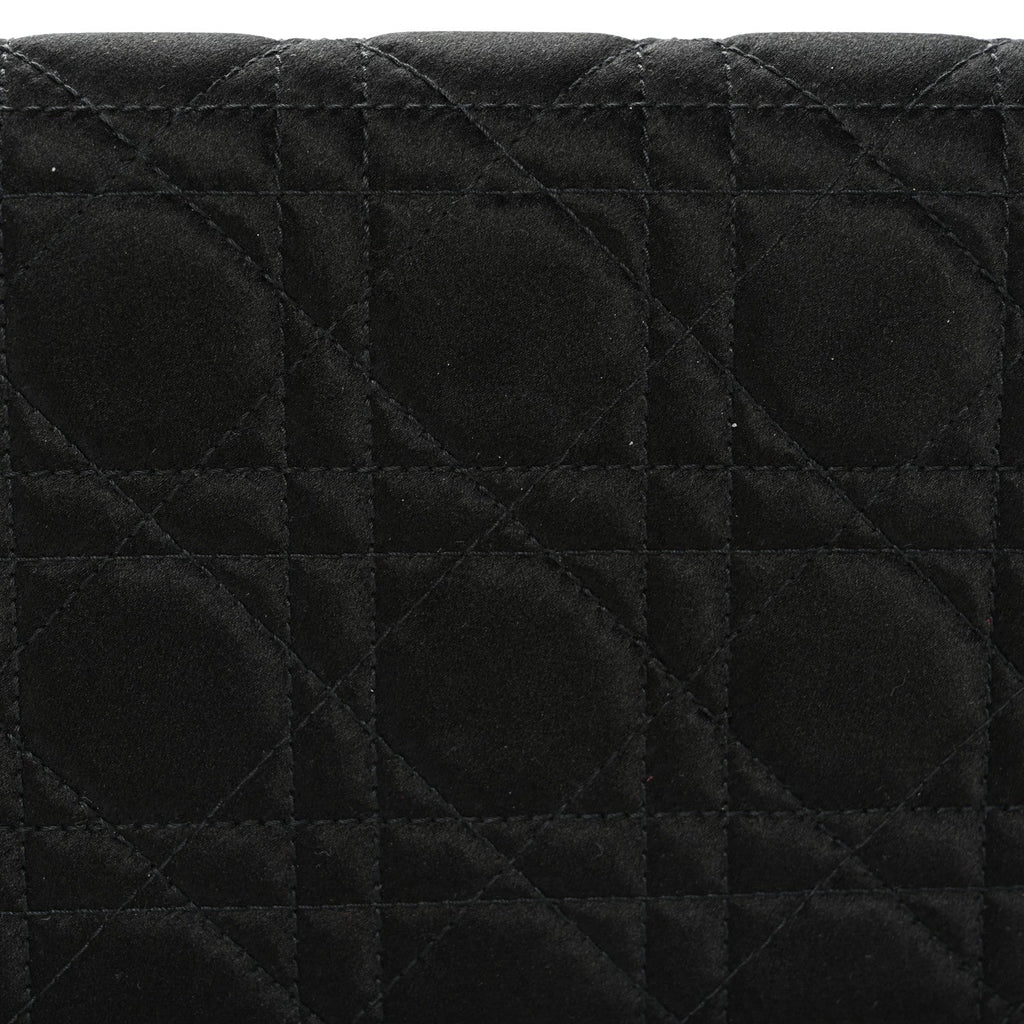 Satin Cannage Lady Dior Convertible Clutch Black wholesalehk.shop