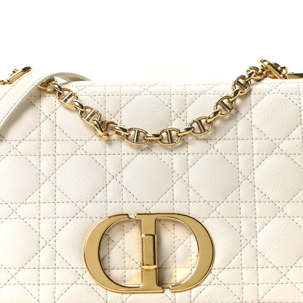 Supple Calfskin Cannage Medium Caro Bag Ivory wholesalehk.shop