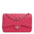 Lambskin Quilted Jumbo Double Flap Dark Pink wholesalehk.shop