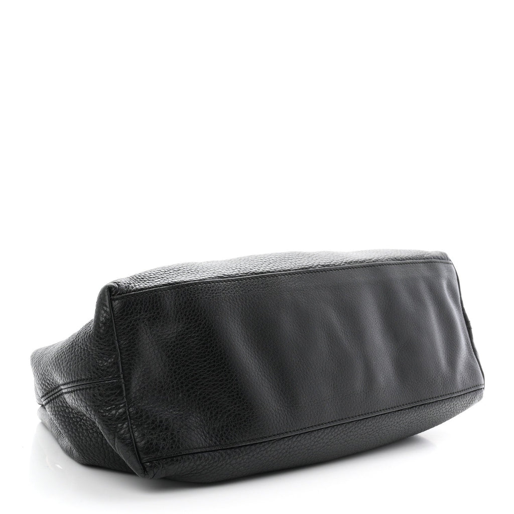 Pebbled Calfskin Medium Soho Chain Shoulder Bag Black wholesalehk.shop